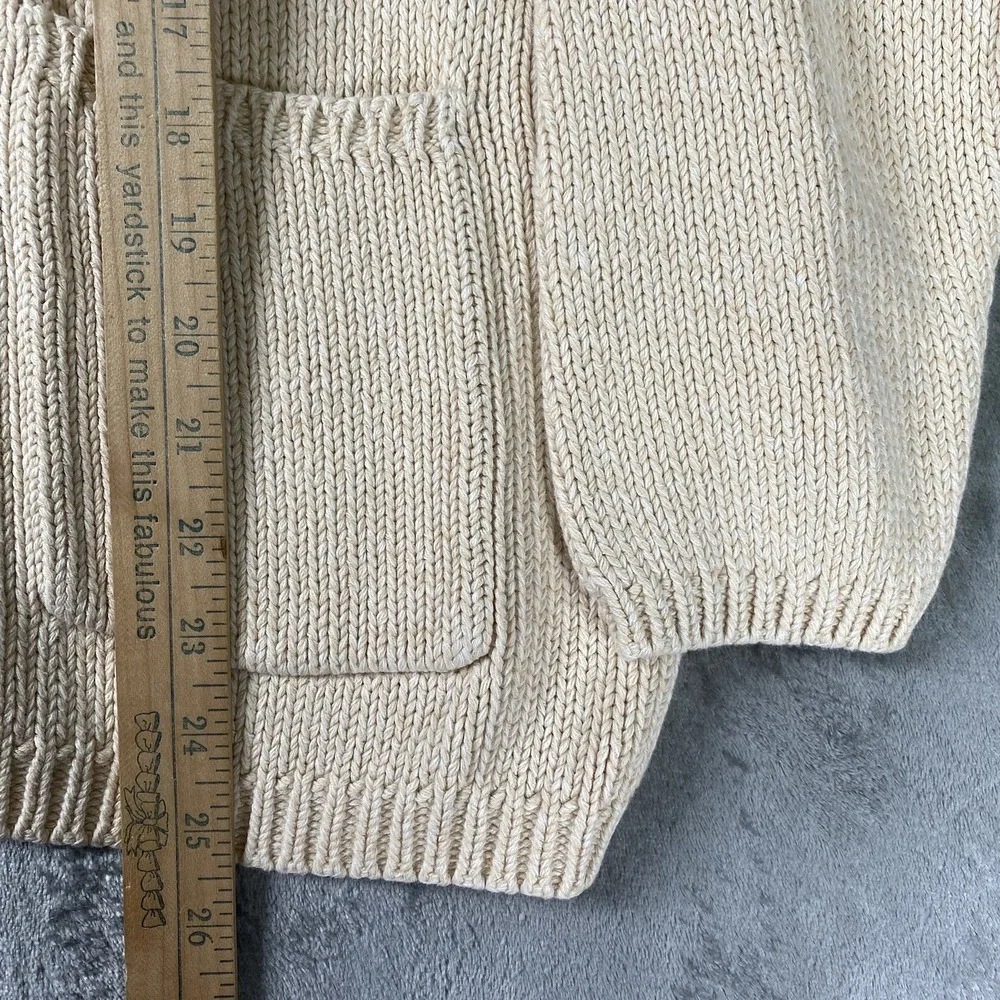 Vtg Liz Claiborne Sweater Womens S Cream Half Zip Collared Pockets Coastal 90s - Picture 11 of 12